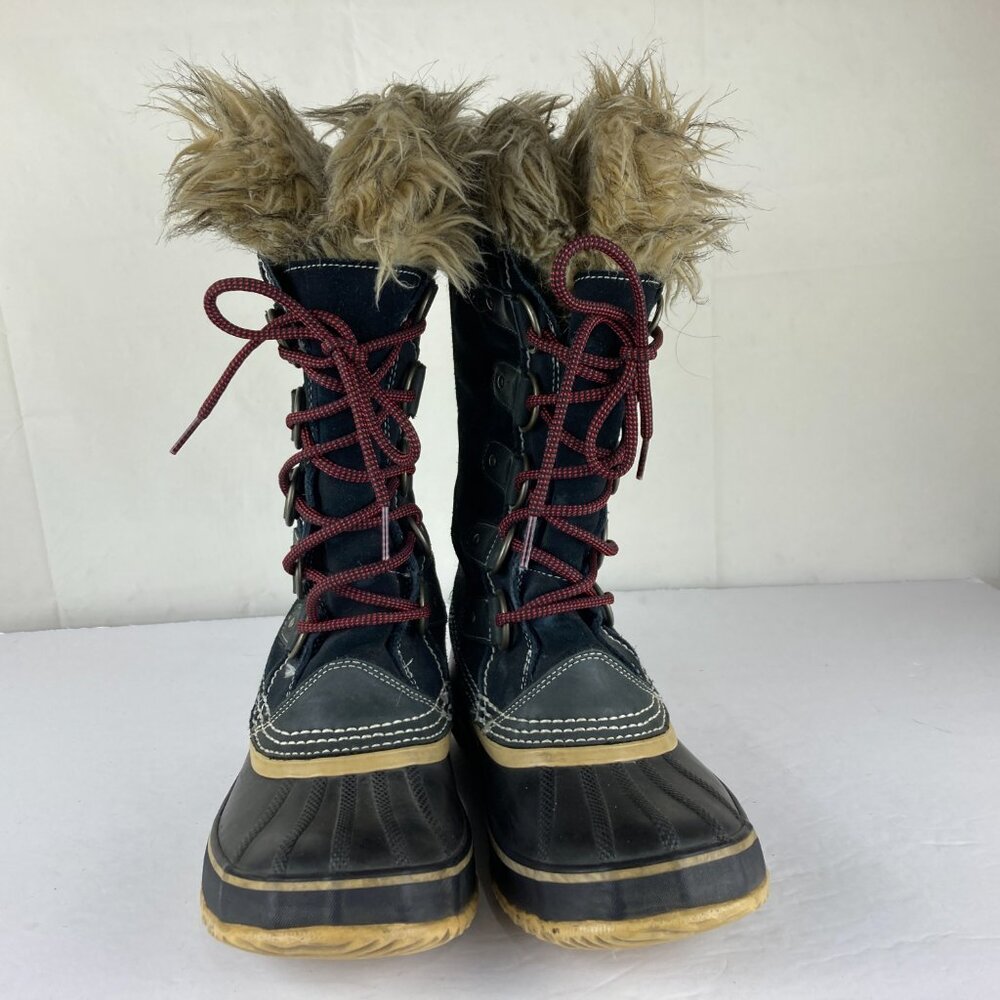 Sorel Joan Arctic Womens Sz 7 Black Suede Leather Tall Winter Snow Boots - Picture 6 of 14